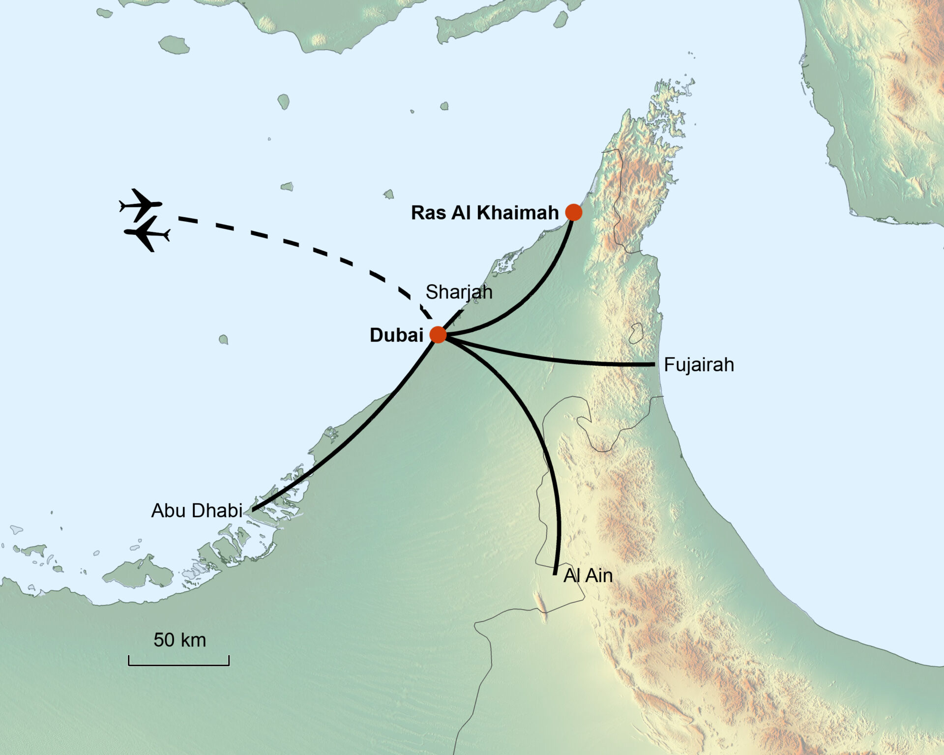 Höhepunkte der Emirate mit Baden in Ras Al Khaimah