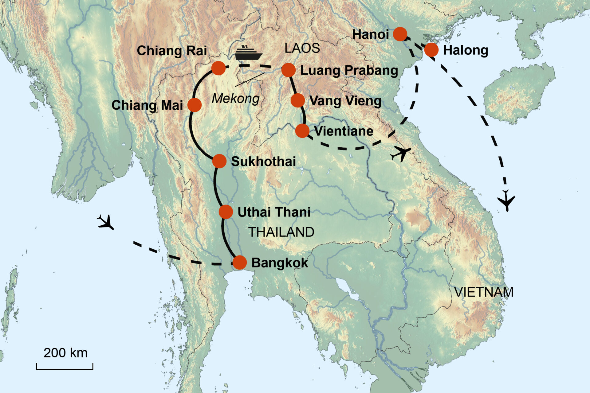 Thailand, Laos, Vietnam