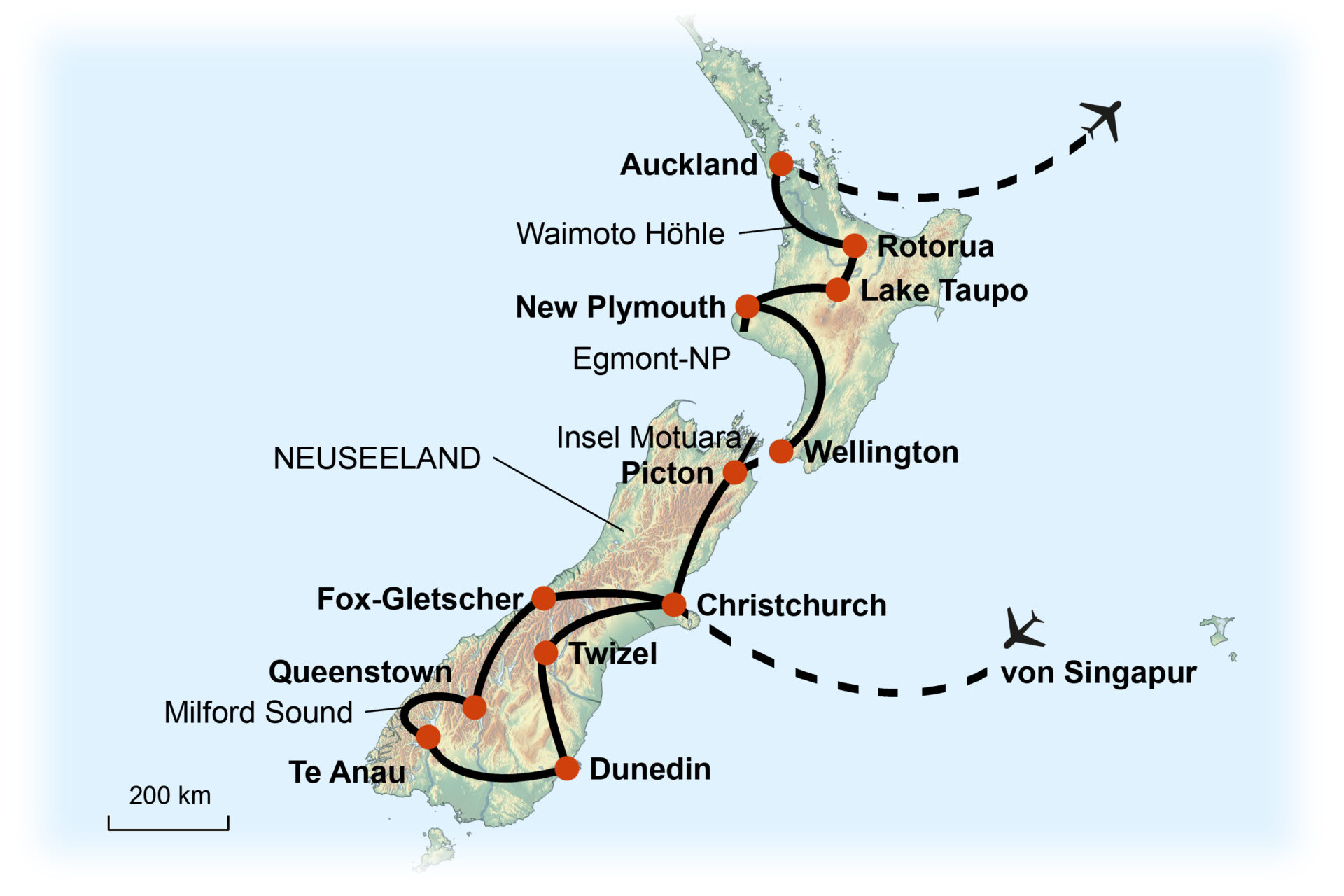Naturerlebnis Neuseeland mit Stopover Singapur