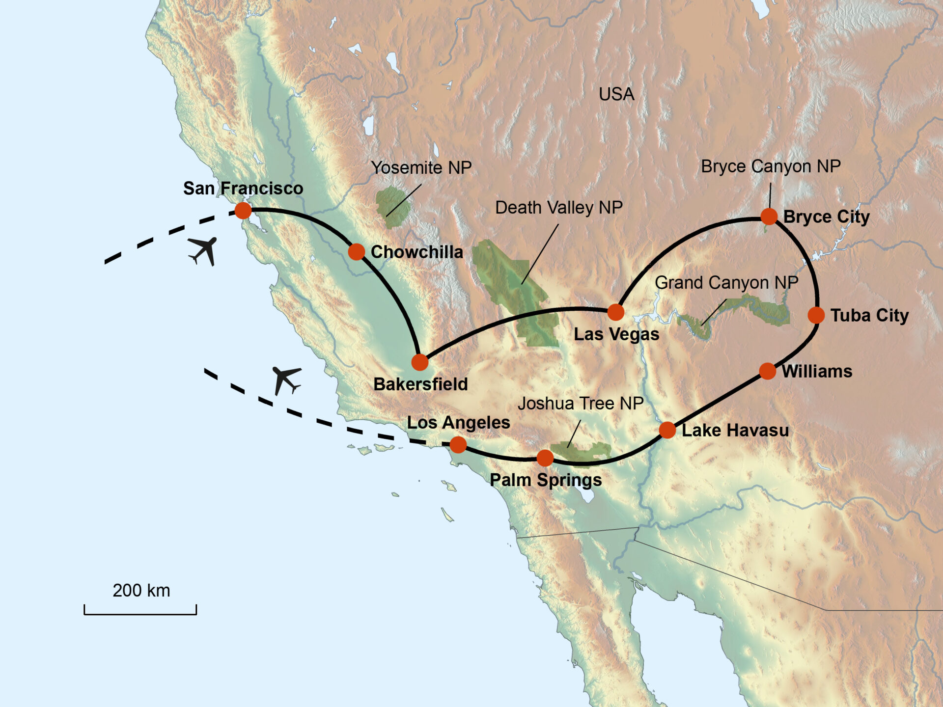 Reise in den Westen der USA